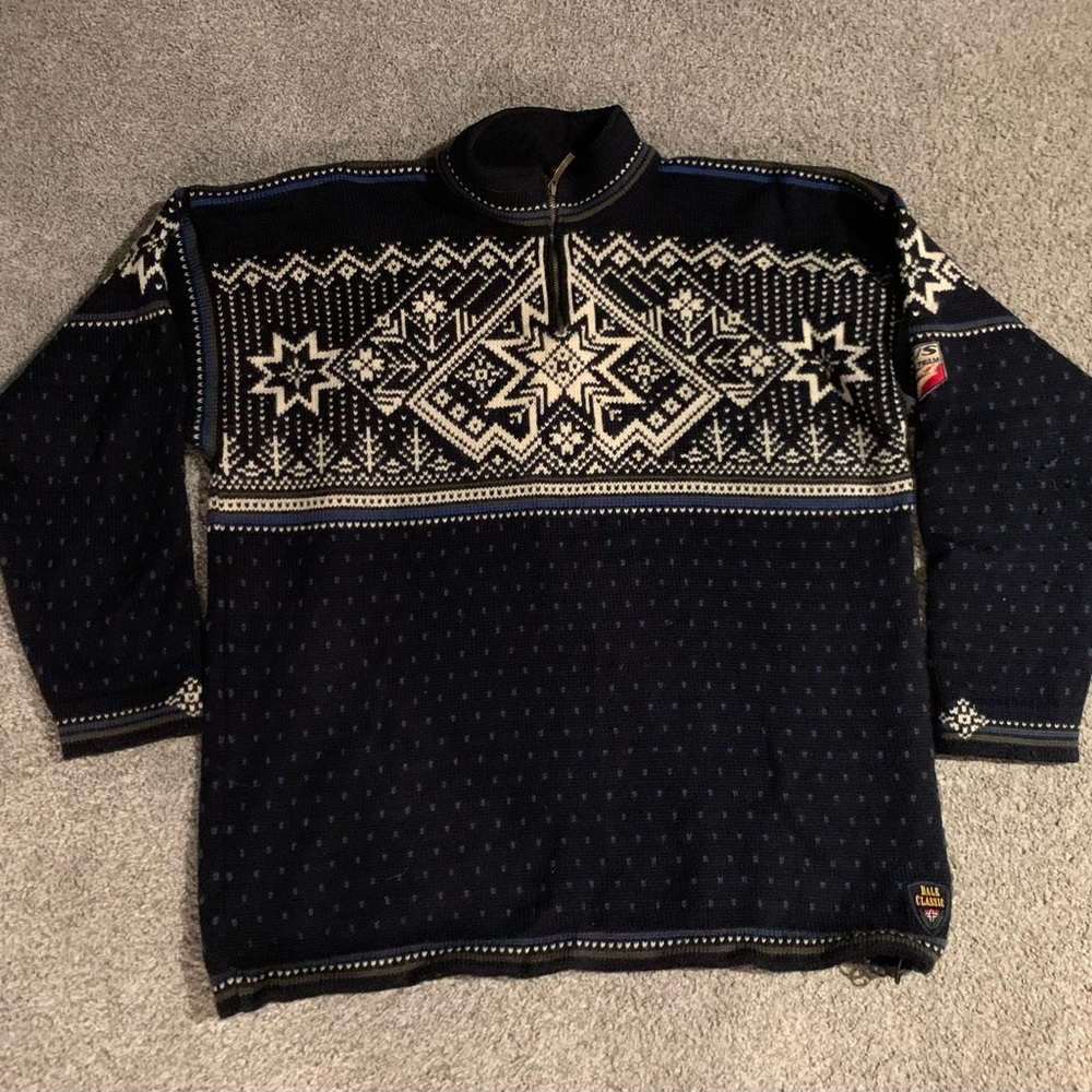 Dale of Norway Navy and Cream Zip-Up Sweater